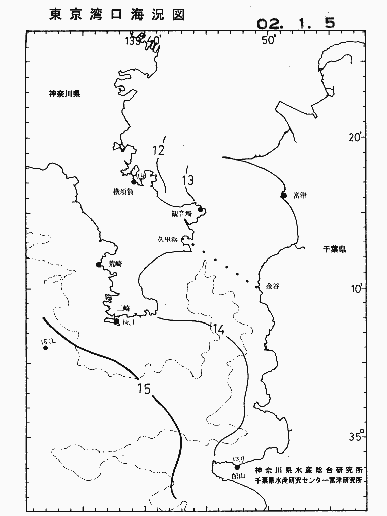 海況図, 東京湾口海況図 検索結果, (水温分布 等を図示)