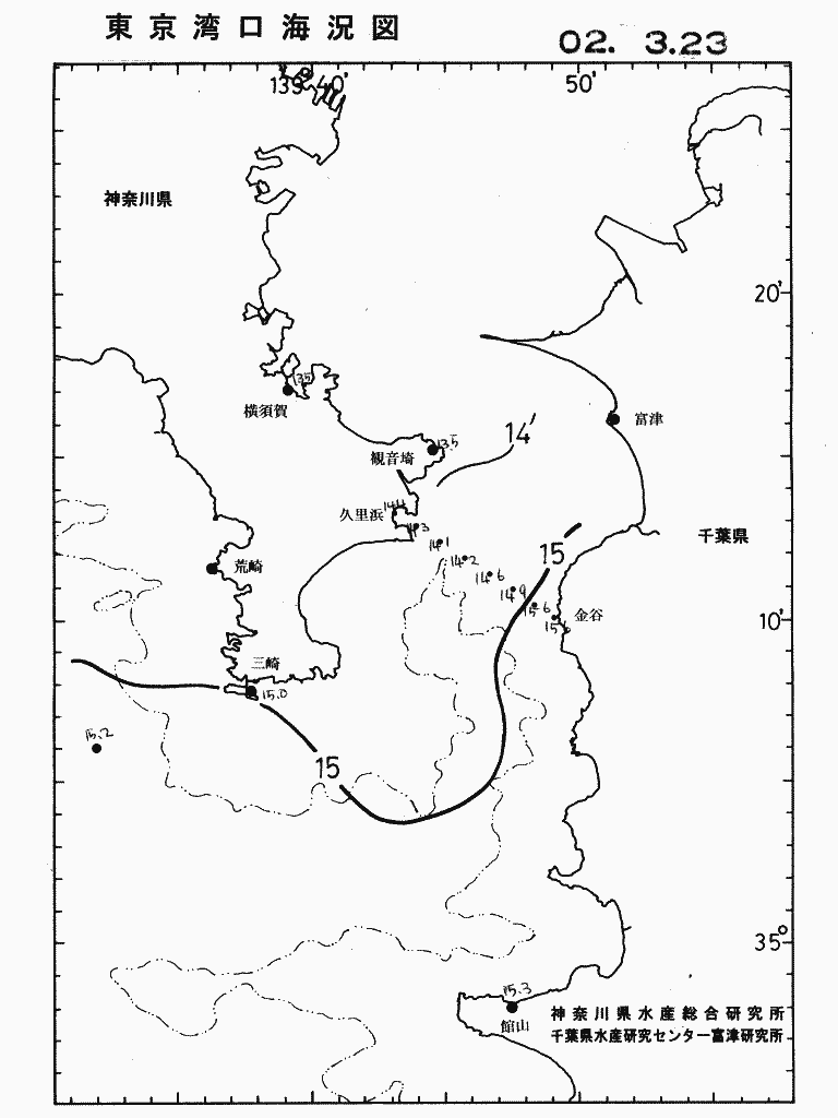 海況図, 東京湾口海況図 検索結果, (水温分布 等を図示)