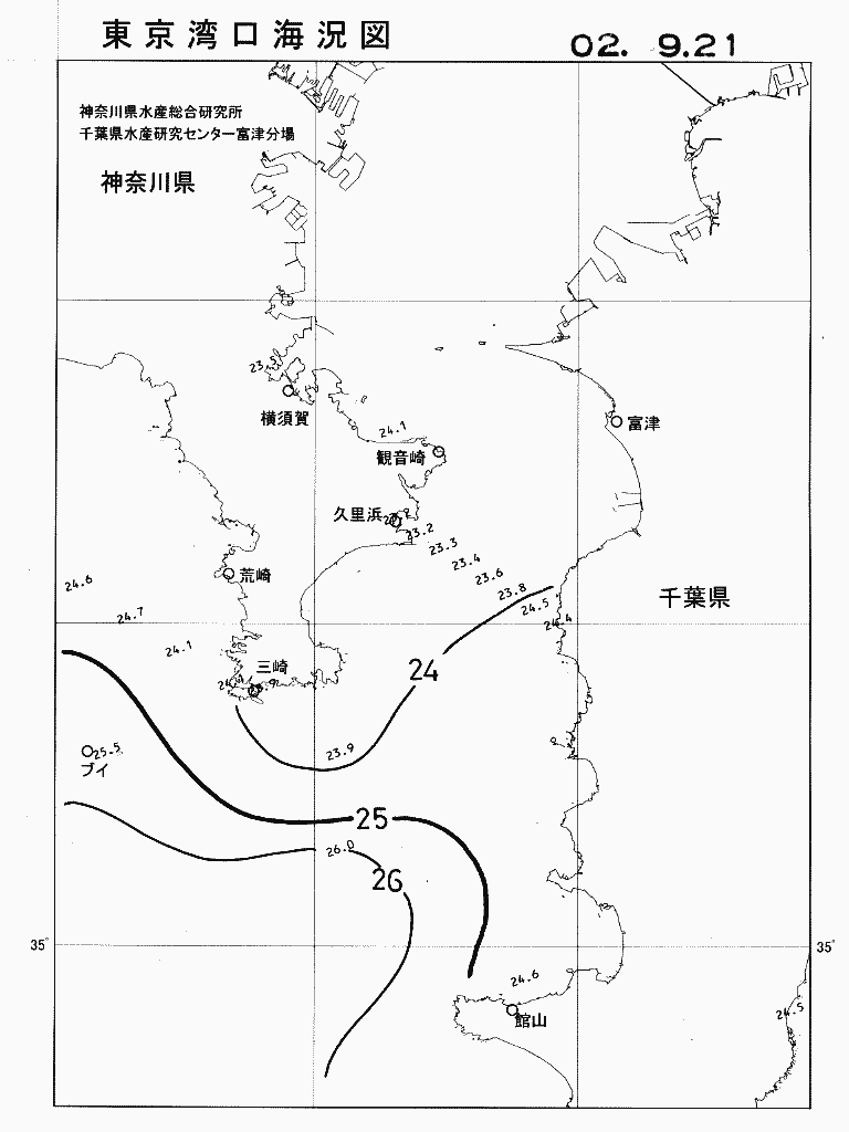 海況図, 東京湾口海況図 検索結果, (水温分布 等を図示)