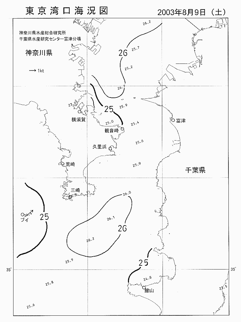 海況図, 東京湾口海況図 検索結果, (水温分布 等を図示)
