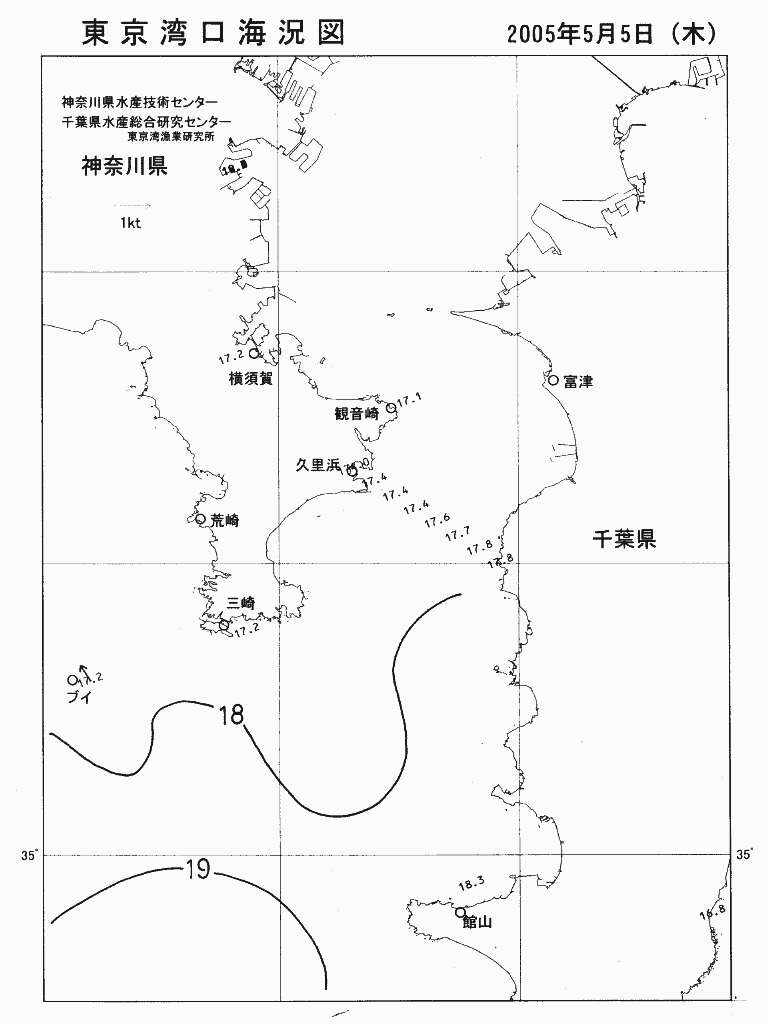 海況図, 東京湾口海況図 検索結果, (水温分布 等を図示)