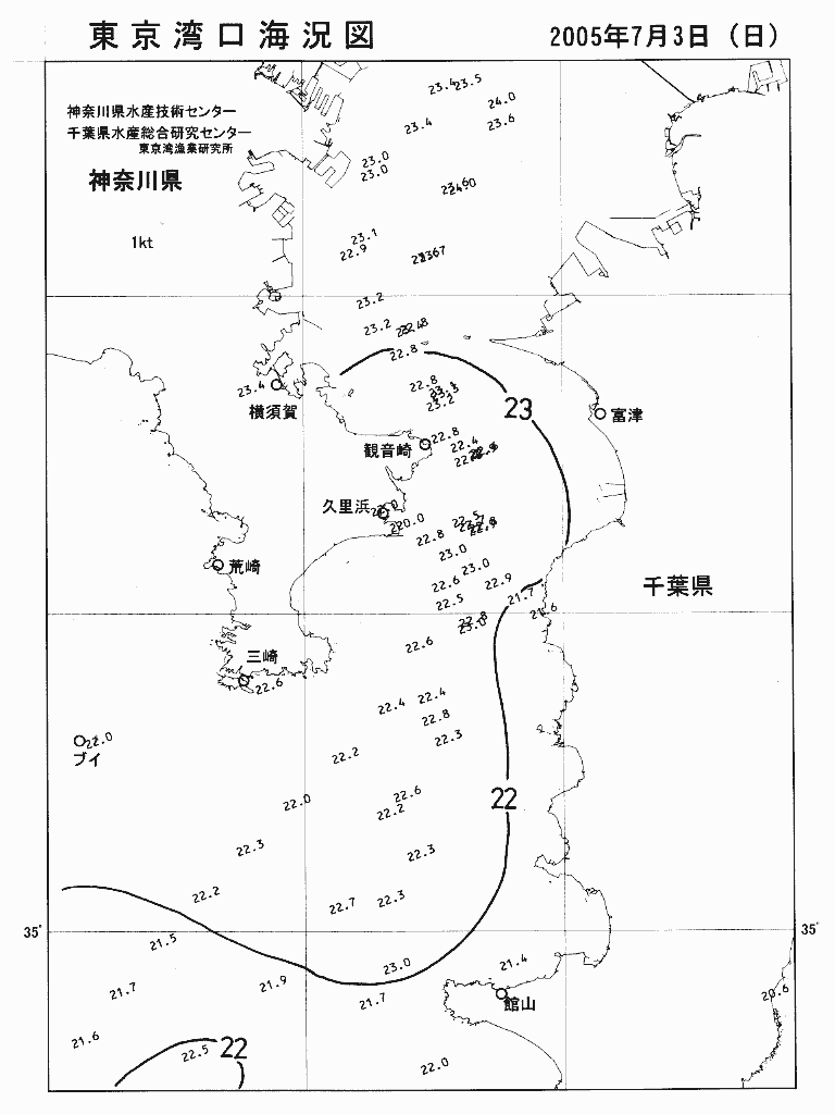 海況図, 東京湾口海況図 検索結果, (水温分布 等を図示)