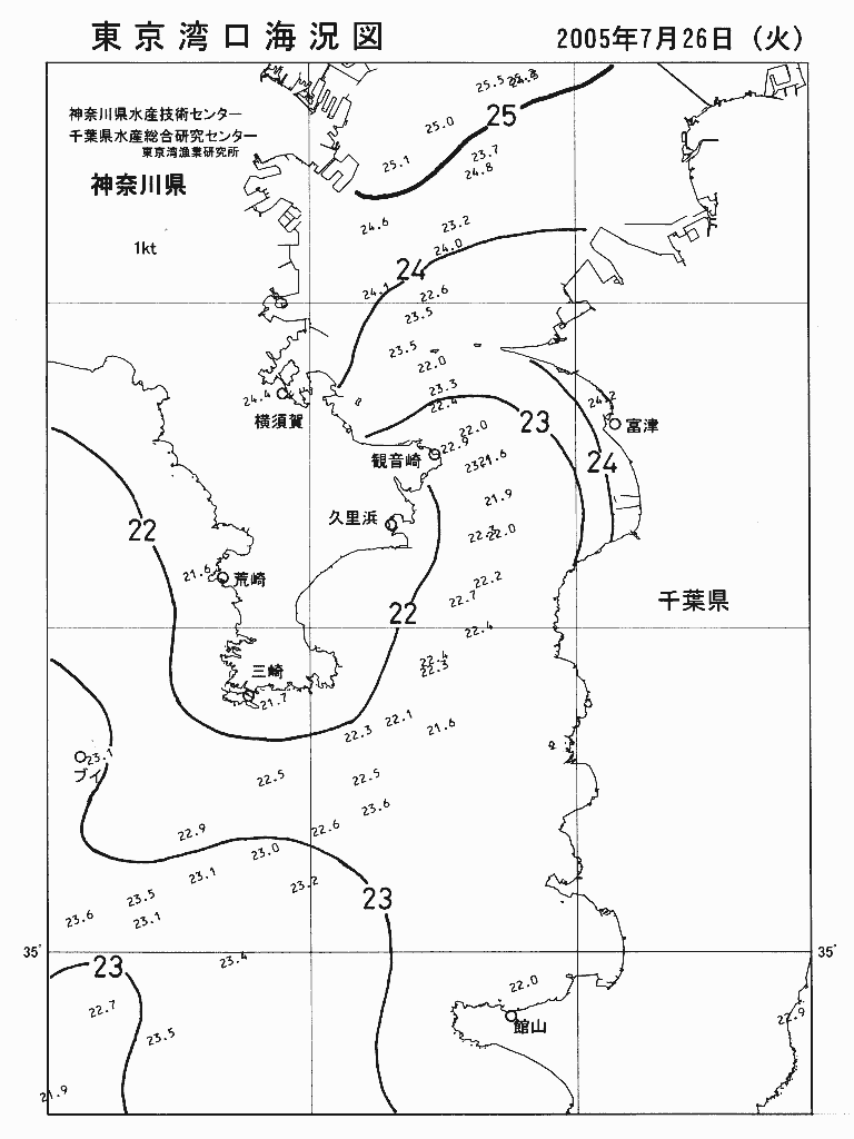 海況図, 東京湾口海況図 検索結果, (水温分布 等を図示)