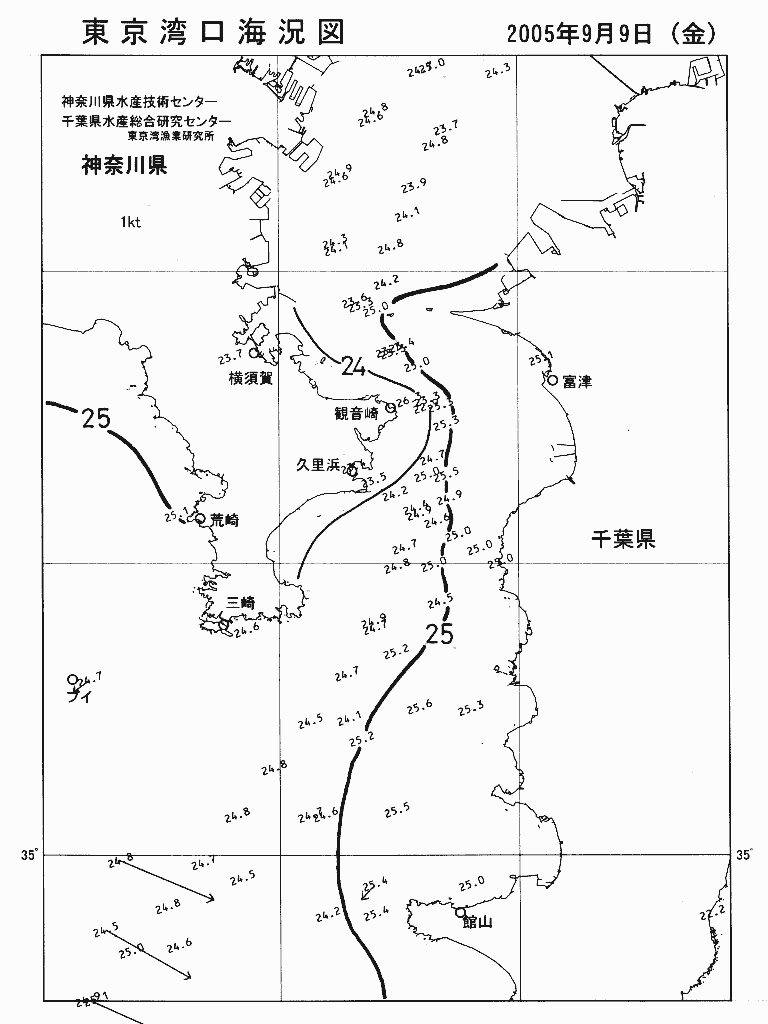 海況図, 東京湾口海況図 検索結果, (水温分布 等を図示)