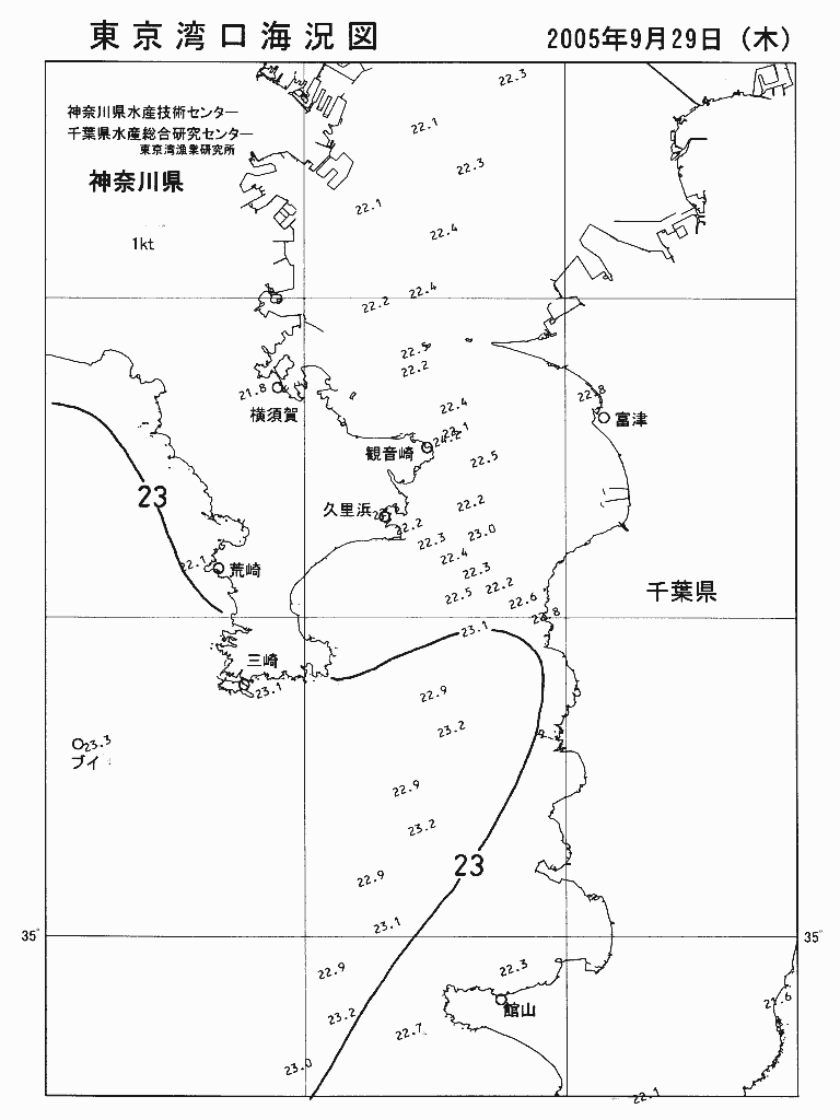 海況図, 東京湾口海況図 検索結果, (水温分布 等を図示)
