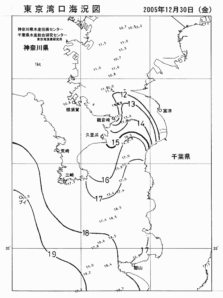 海況図, 東京湾口海況図 検索結果, (水温分布 等を図示)
