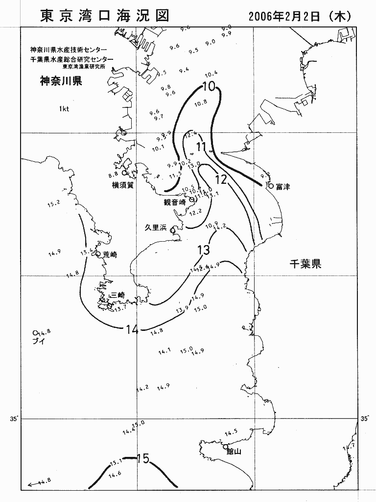 海況図, 東京湾口海況図 検索結果, (水温分布 等を図示)