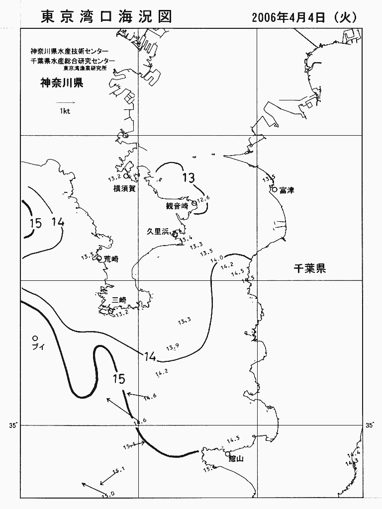 海況図, 東京湾口海況図 検索結果, (水温分布 等を図示)