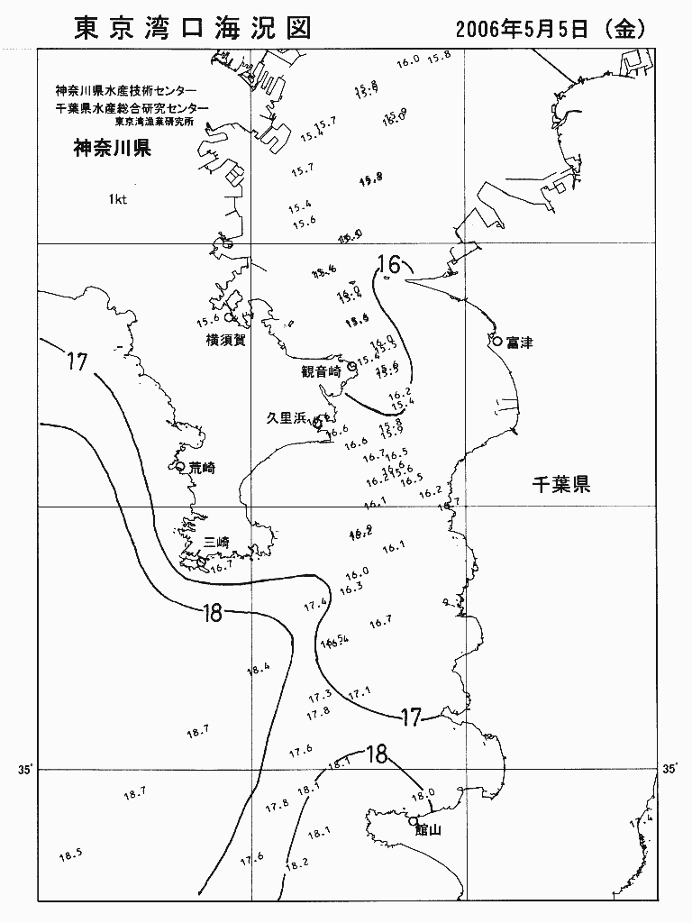 海況図, 東京湾口海況図 検索結果, (水温分布 等を図示)
