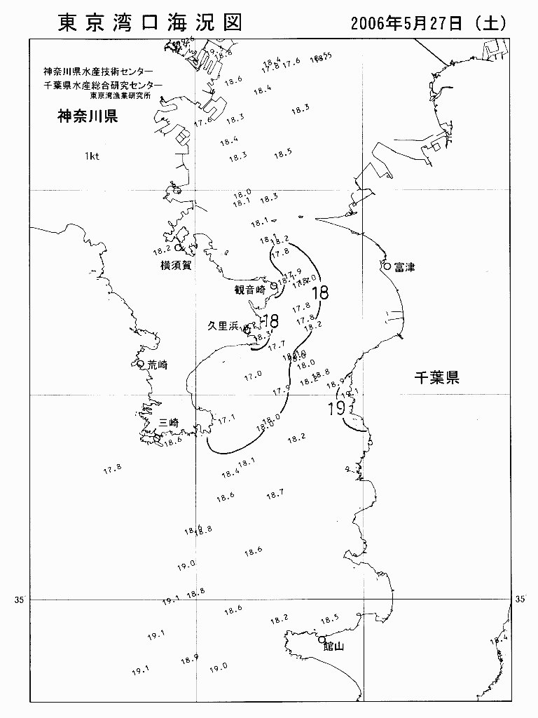 海況図, 東京湾口海況図 検索結果, (水温分布 等を図示)