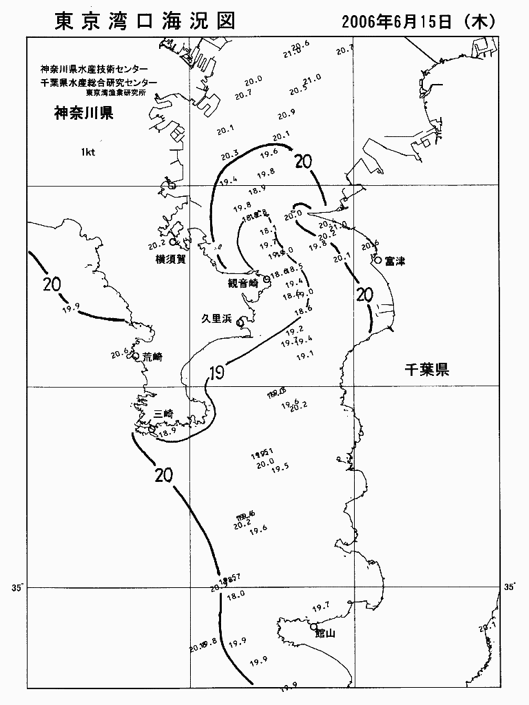 海況図, 東京湾口海況図 検索結果, (水温分布 等を図示)