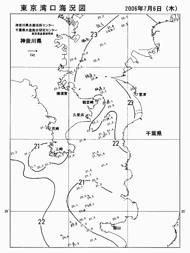 海況図, 東京湾口海況図 検索結果, (水温分布 等を図示)