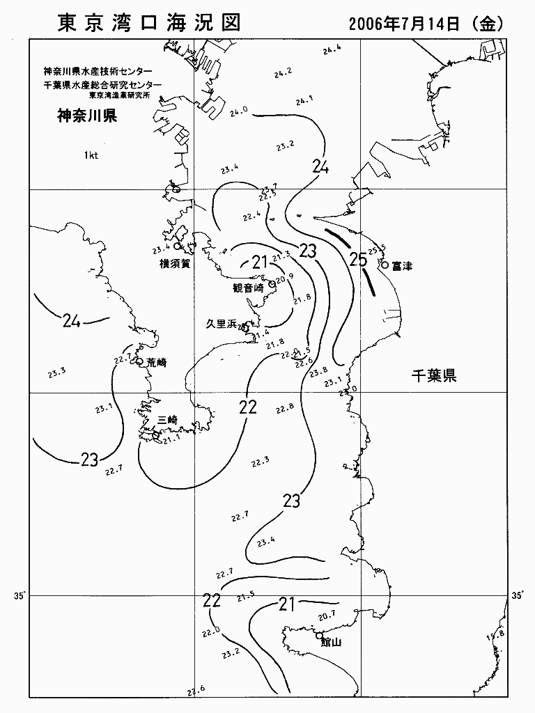 海況図, 東京湾口海況図 検索結果, (水温分布 等を図示)