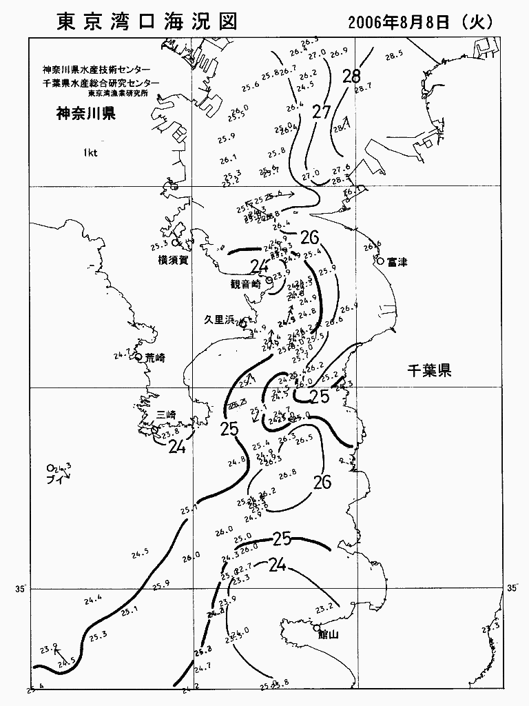 海況図, 東京湾口海況図 検索結果, (水温分布 等を図示)