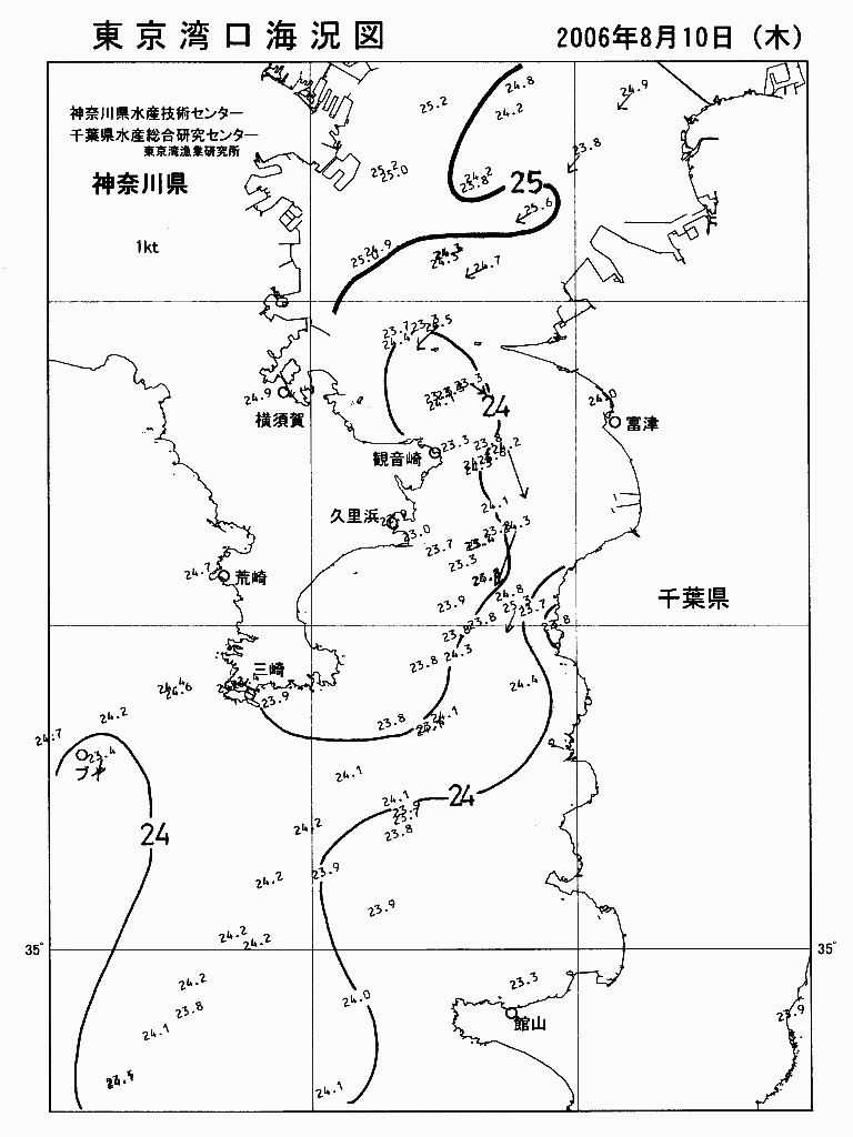 海況図, 東京湾口海況図 検索結果, (水温分布 等を図示)