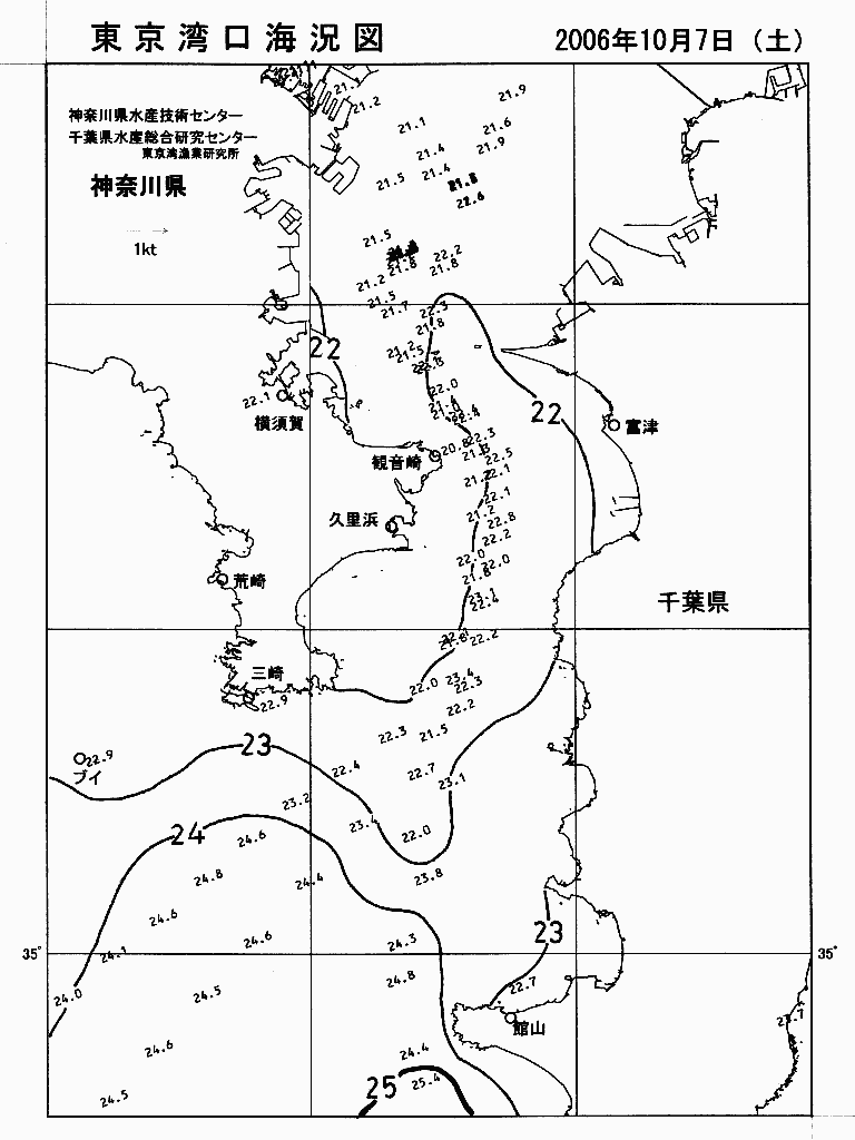 海況図, 東京湾口海況図 検索結果, (水温分布 等を図示)