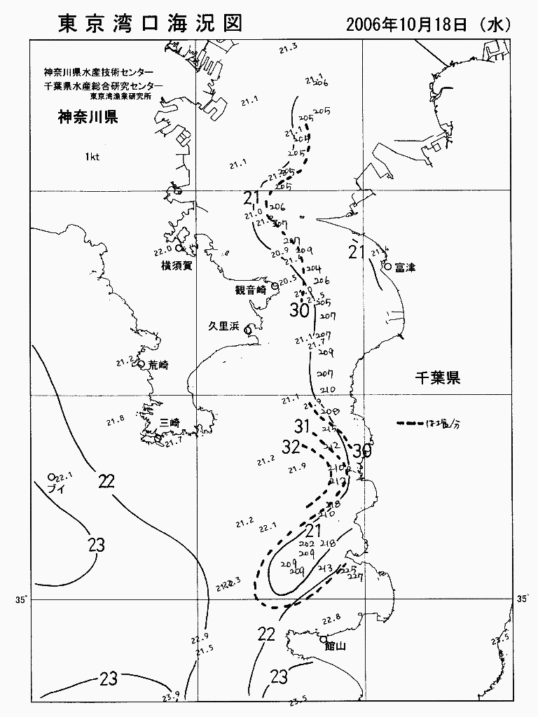 海況図, 東京湾口海況図 検索結果, (水温分布 等を図示)
