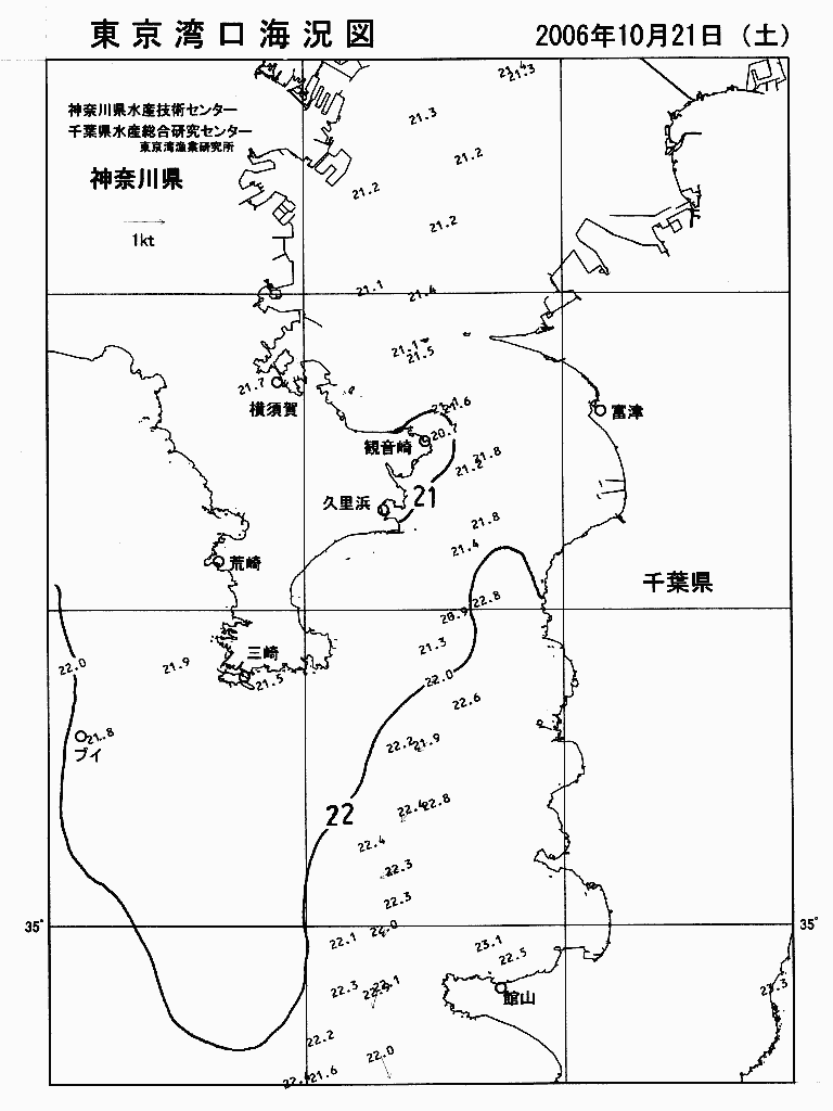 海況図, 東京湾口海況図 検索結果, (水温分布 等を図示)