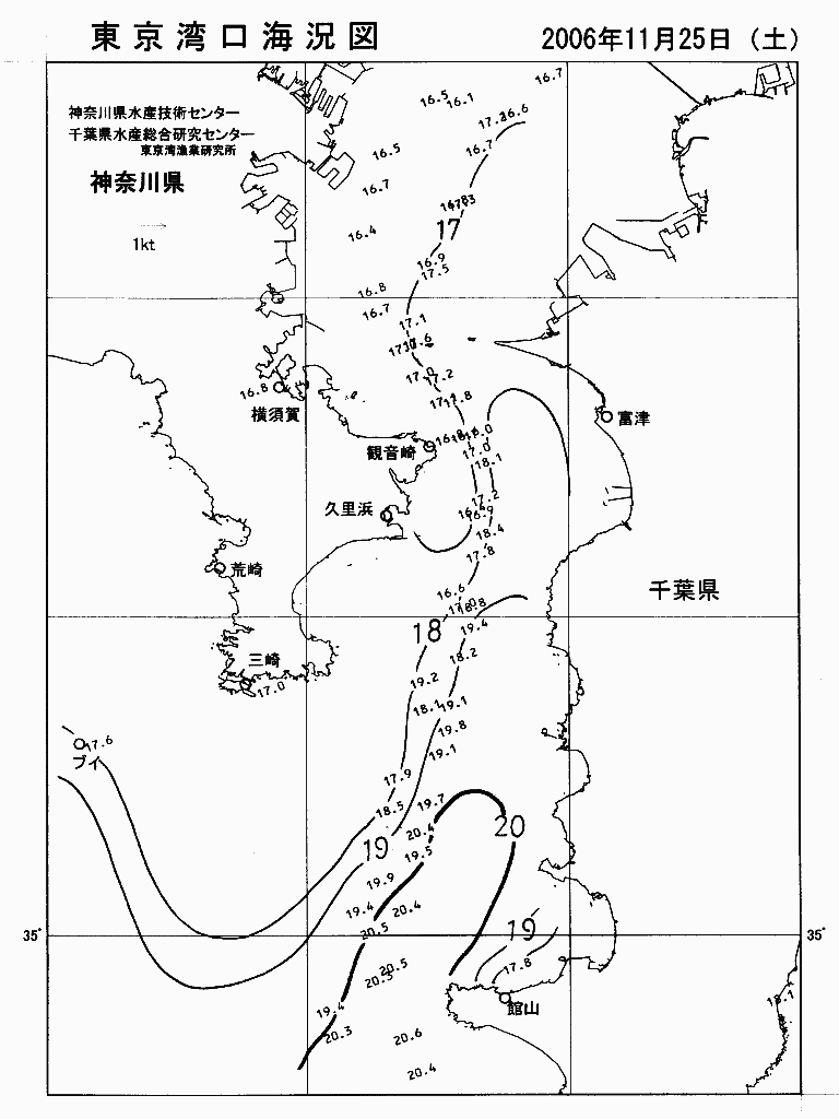 海況図, 東京湾口海況図 検索結果, (水温分布 等を図示)