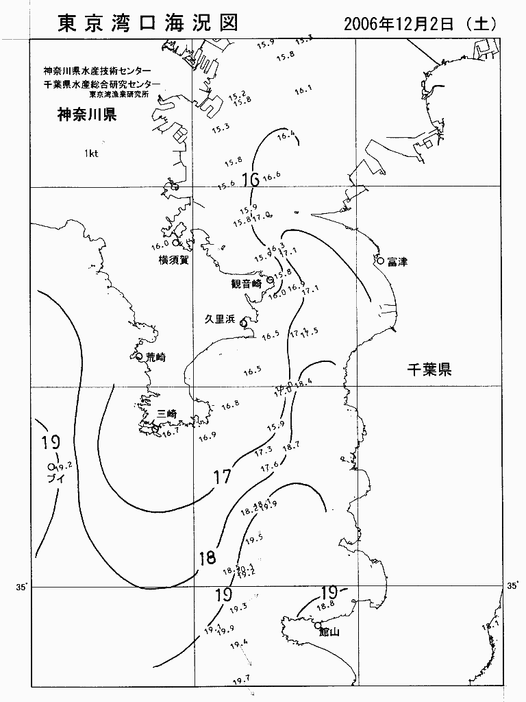 海況図, 東京湾口海況図 検索結果, (水温分布 等を図示)