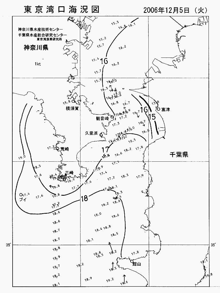 海況図, 東京湾口海況図 検索結果, (水温分布 等を図示)