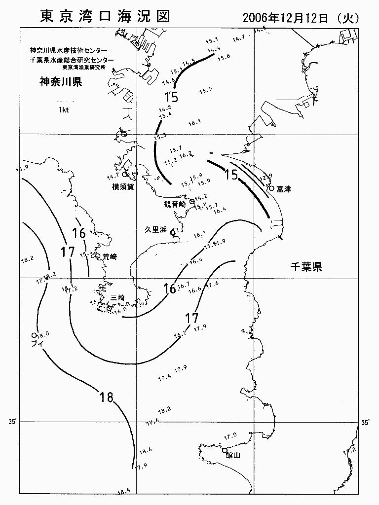 海況図, 東京湾口海況図 検索結果, (水温分布 等を図示)