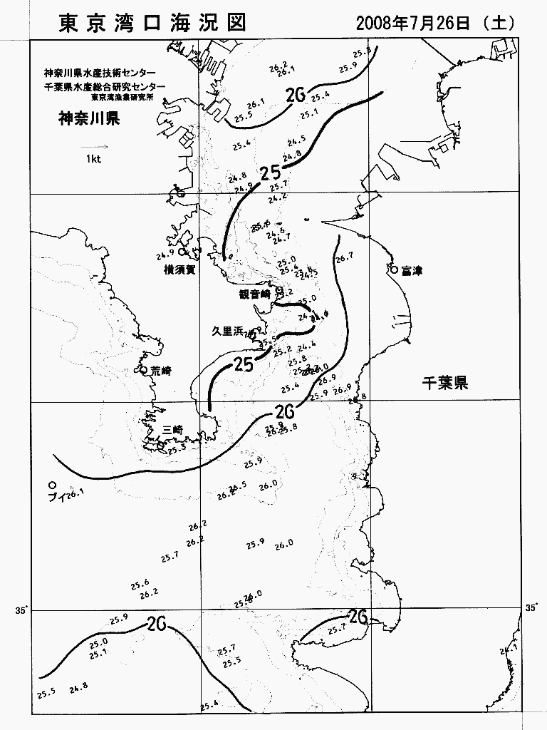 海況図, 東京湾口海況図 検索結果, (水温分布 等を図示)