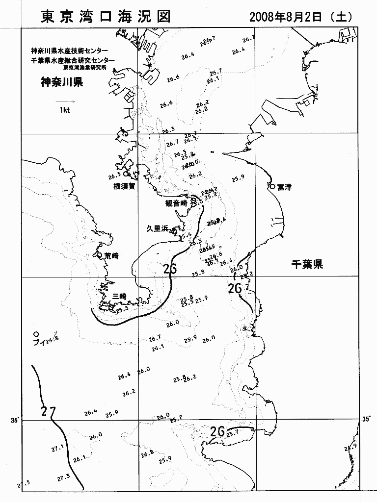 海況図, 東京湾口海況図 検索結果, (水温分布 等を図示)