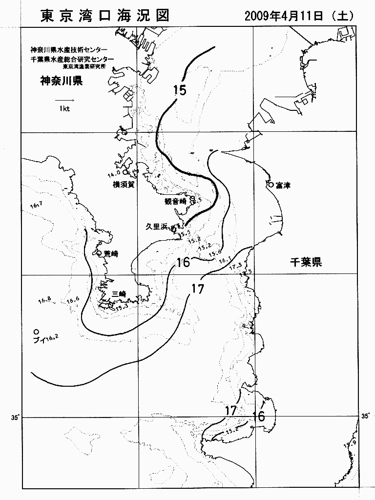 海況図, 東京湾口海況図 検索結果, (水温分布 等を図示)