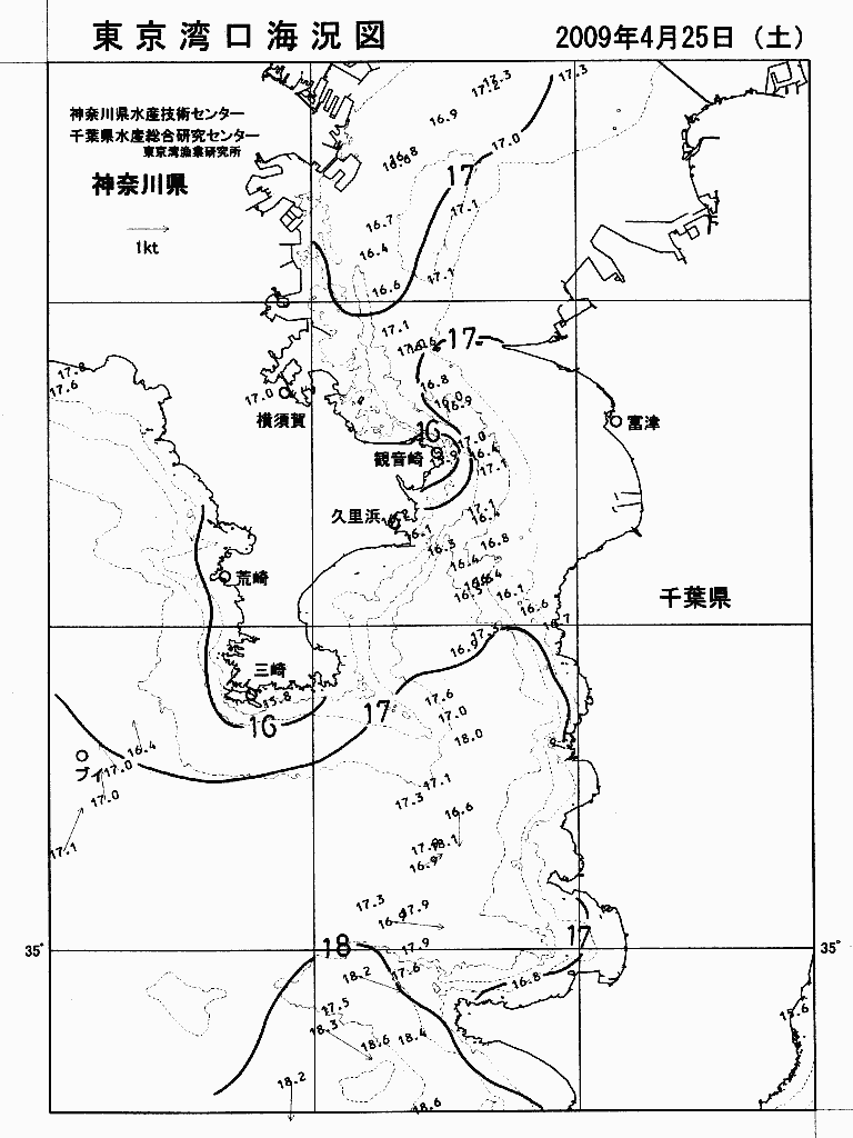 海況図, 東京湾口海況図 検索結果, (水温分布 等を図示)