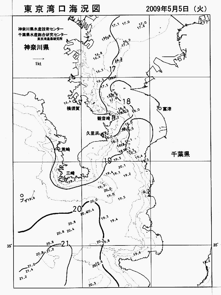 海況図, 東京湾口海況図 検索結果, (水温分布 等を図示)