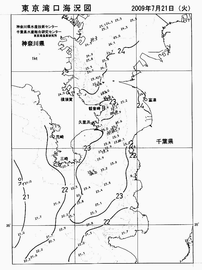海況図, 東京湾口海況図 検索結果, (水温分布 等を図示)