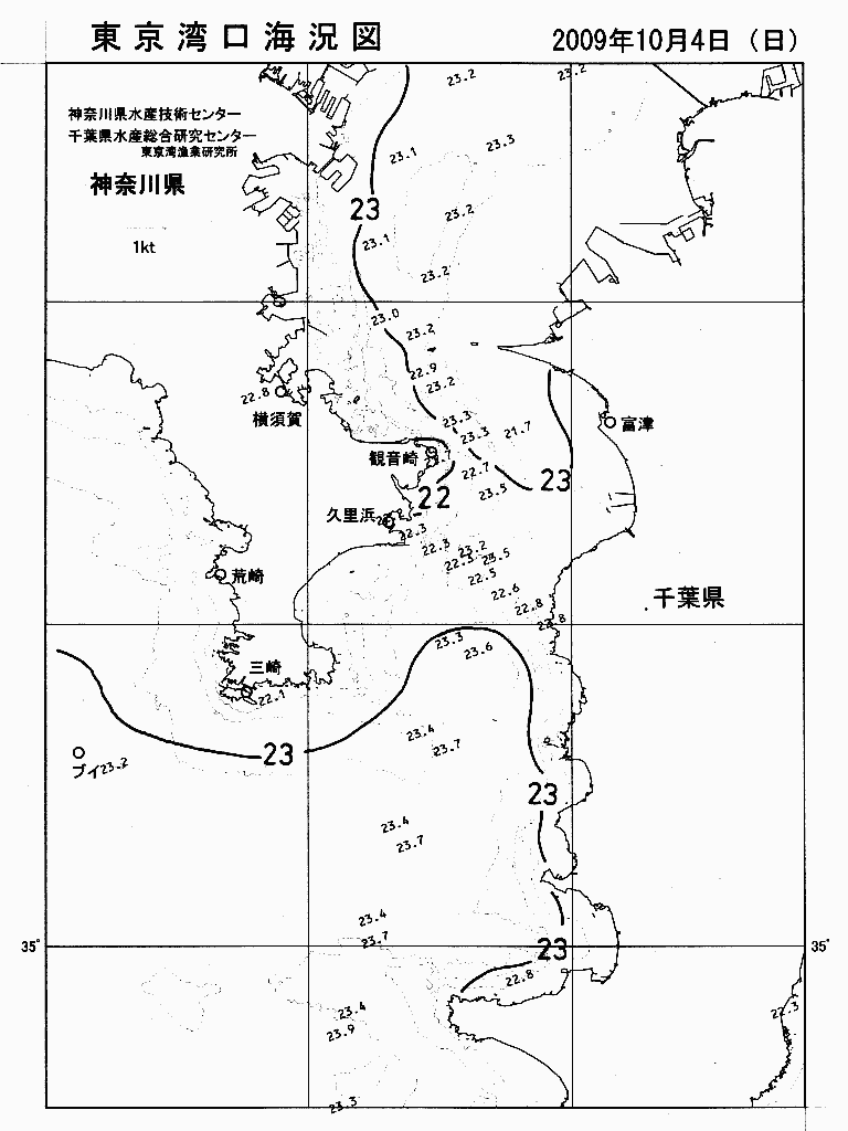 海況図, 東京湾口海況図 検索結果, (水温分布 等を図示)