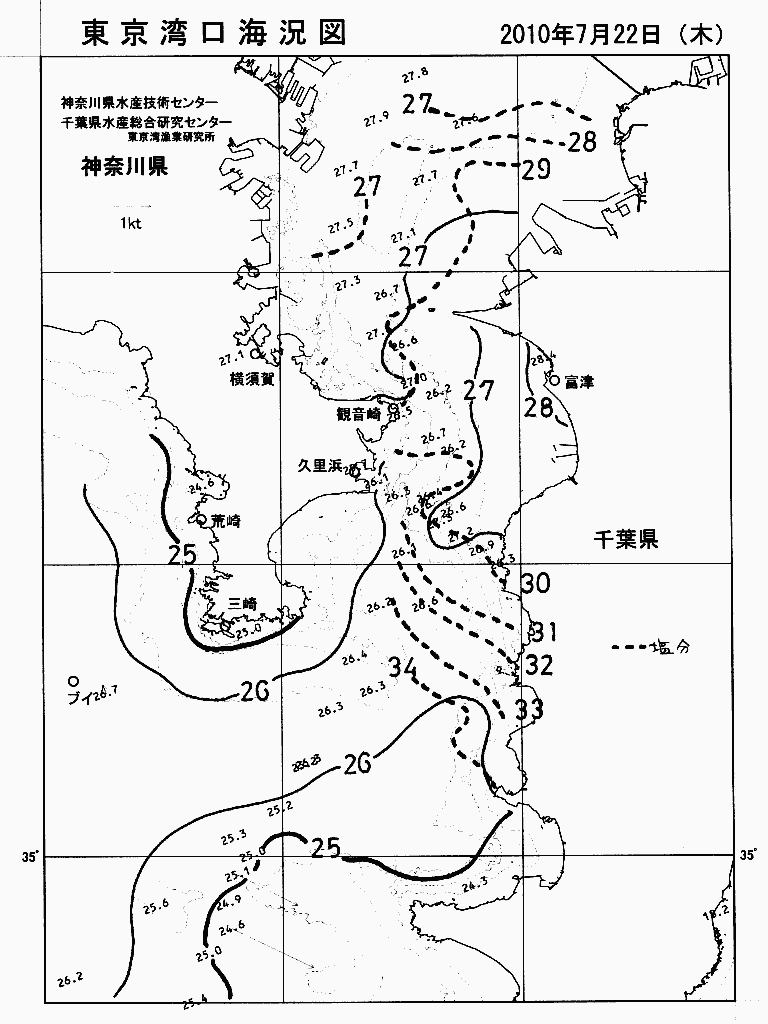 海況図, 東京湾口海況図 検索結果, (水温分布 等を図示)
