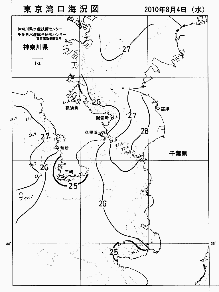 海況図, 東京湾口海況図 検索結果, (水温分布 等を図示)