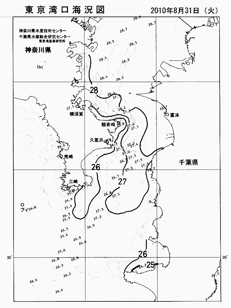 海況図, 東京湾口海況図 検索結果, (水温分布 等を図示)