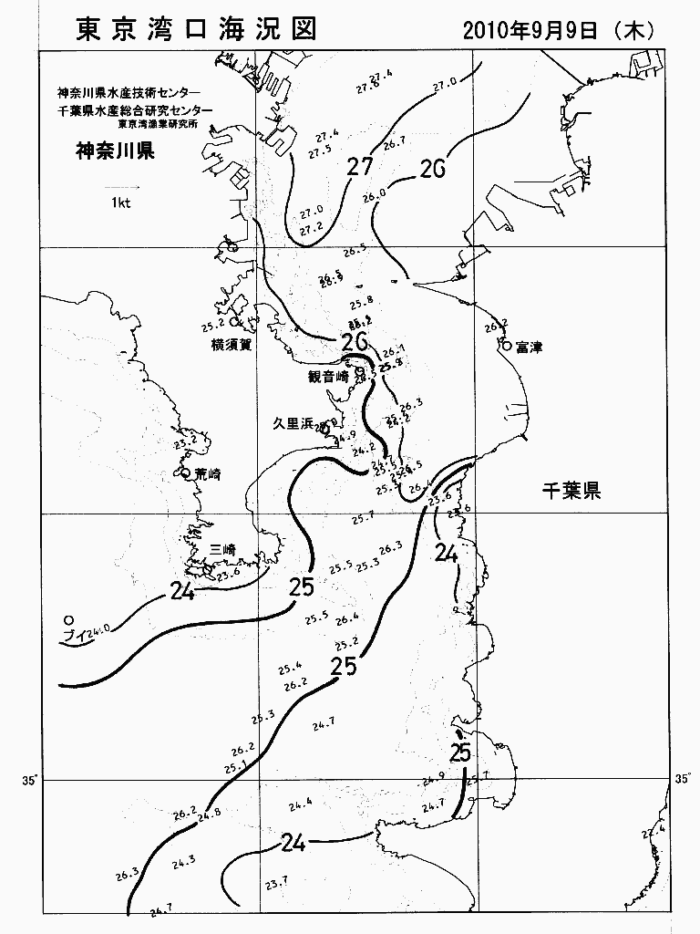 海況図, 東京湾口海況図 検索結果, (水温分布 等を図示)