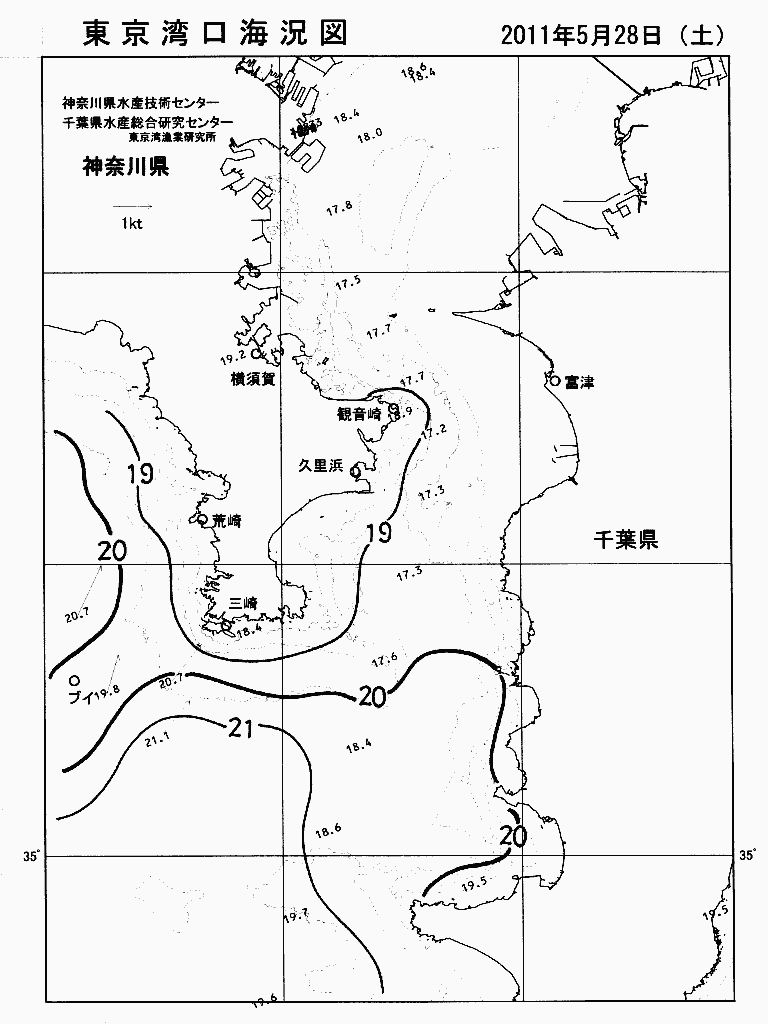 海況図, 東京湾口海況図 検索結果, (水温分布 等を図示)