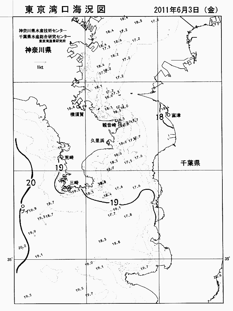 海況図, 東京湾口海況図 検索結果, (水温分布 等を図示)