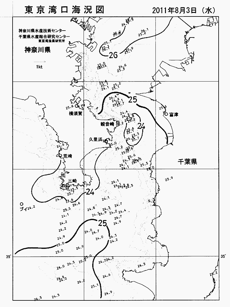 海況図, 東京湾口海況図 検索結果, (水温分布 等を図示)