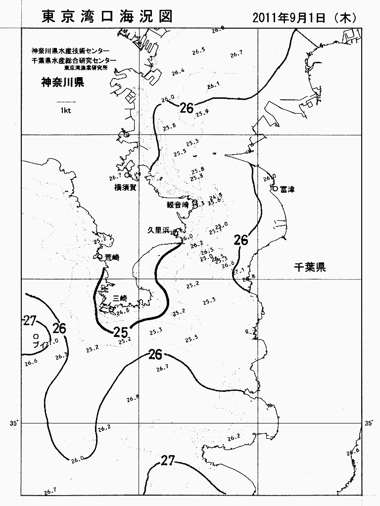 海況図, 東京湾口海況図 検索結果, (水温分布 等を図示)