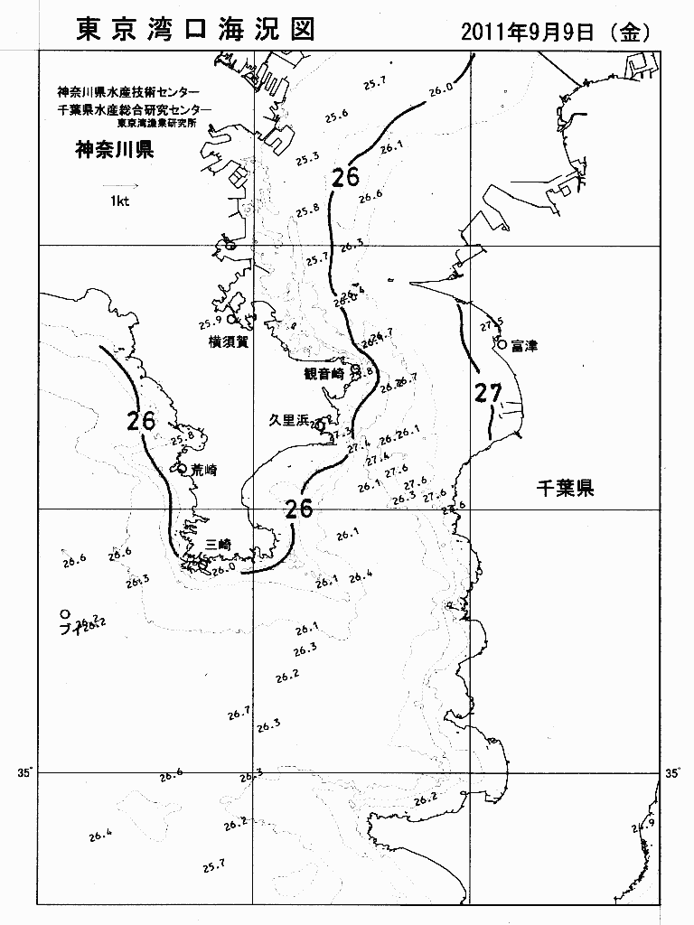 海況図, 東京湾口海況図 検索結果, (水温分布 等を図示)