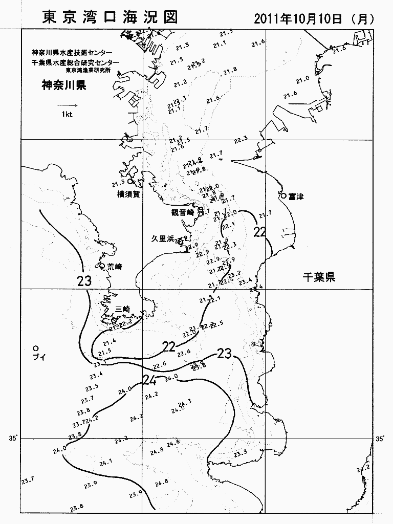 海況図, 東京湾口海況図 検索結果, (水温分布 等を図示)