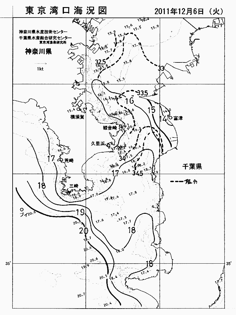 海況図, 東京湾口海況図 検索結果, (水温分布 等を図示)