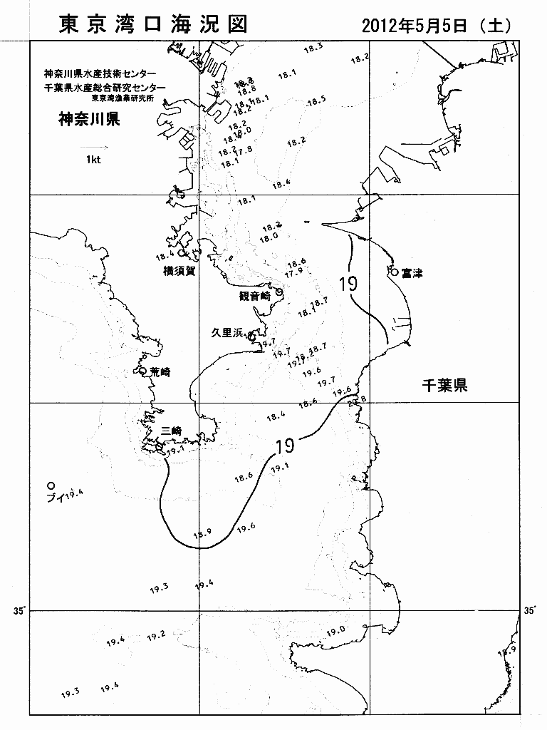 海況図, 東京湾口海況図 検索結果, (水温分布 等を図示)