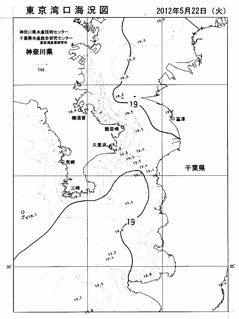 海況図, 東京湾口海況図 検索結果, (水温分布 等を図示)
