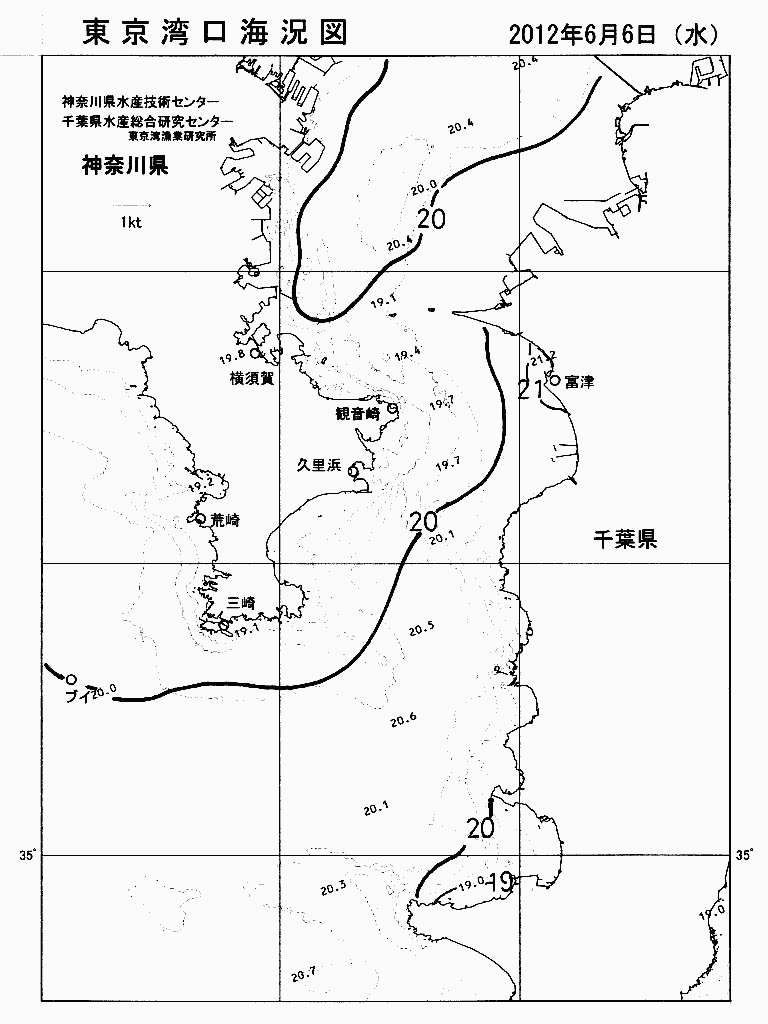 海況図, 東京湾口海況図 検索結果, (水温分布 等を図示)