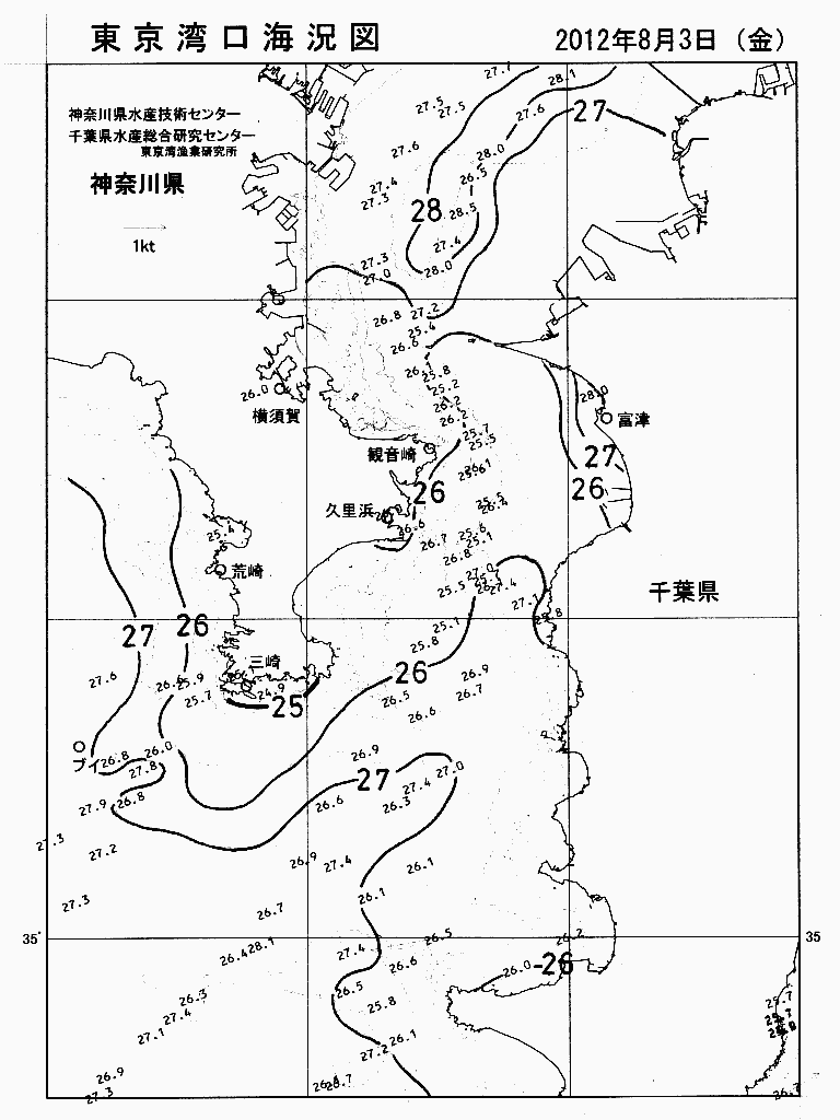 海況図, 東京湾口海況図 検索結果, (水温分布 等を図示)