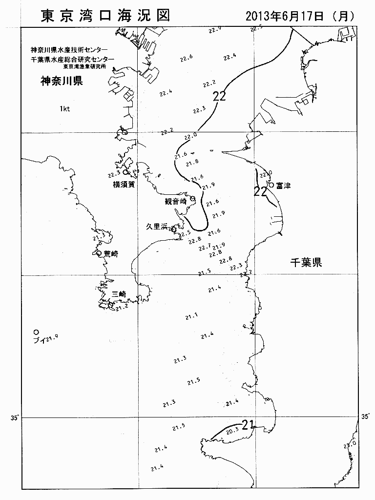 海況図, 東京湾口海況図 検索結果, (水温分布 等を図示)