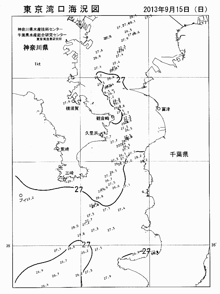 海況図, 東京湾口海況図 検索結果, (水温分布 等を図示)